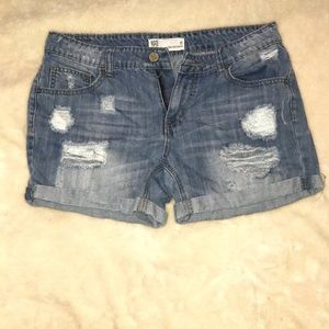 Ripped jean shorts